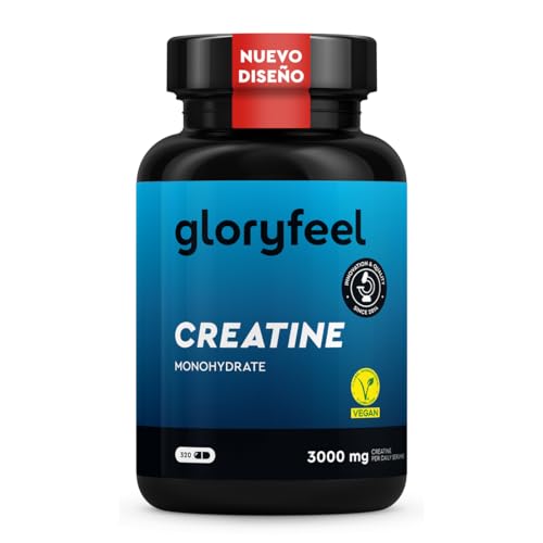 Creatina monohidratada 3,412 mg - 320 cápsulas, para a massa muscular, o seu treino, o desporto e o fitness, 3000 mg Creatina pura em pó em altas doses, Testado em laboratório sem aditivos