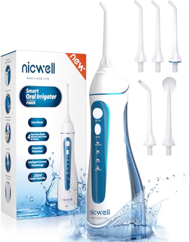Irrigador bucal portátil profissional - Irrigador dentário com 5 boquilhas 4 modos, IPX7 impermeável limpeza dentes, recarregável para limpeza dentária, irrigadores orais elétricos portáteis de viagem