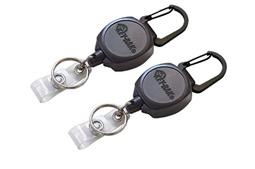 Key-Bak Sidekick Professional Duty Auto desenrolado crachá de identificação e principais bobina de cabo Kevlar 61 cm, 5 teclas ou 113,4 gramas (pacote de 2)