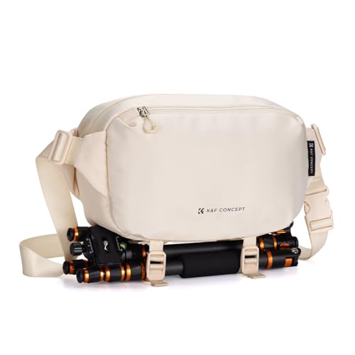K&F Concept Bolsa capa câmara flex, bolsa para câmara Sling câmera, bolsa de tiracolo câmara impermeável resistente, mochila pequena para câmara SLR DSLR, G-bege, Mochila fotográfica