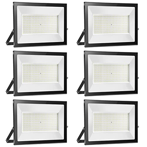 Probapro 6 unidades 200 W Foco exterior, holofote exterior LED 20000 LM 3000 K, branco quente, IP65, impermeável, holofote exterior para pátio, jardim, oficina