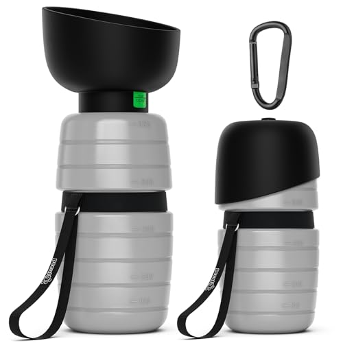 Pecute Garrafa de água para cães gatos para viagens, garrafa de água de silicone para cães com bandeja de água dobrável