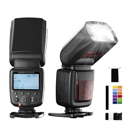 PHOTOOLEX LCD Flash Speedlite para Canon Nikon Sony Panasonic Olympus Fujifilm Pentax Sigma Minolta Leica e outras câmaras SLR digital SLR rolo SLR e câmaras digitais com sapato de contacto único