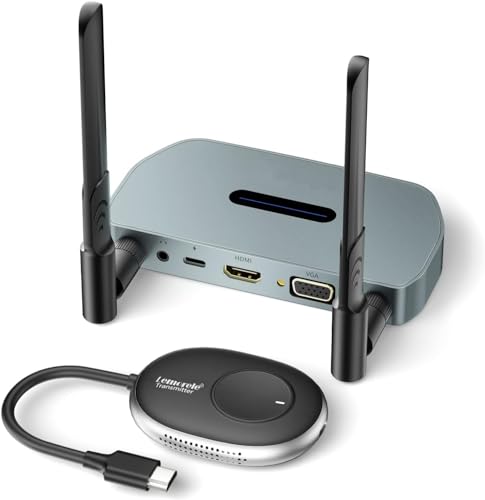 Transmissor e recetor sem fios HDMI suporte 8 TXS a 1RX, Lemorele 5G 164FT/50M HDMI Wireless Transmitter and Receiver para streaming de áudio e vídeo do PC, portátil para HDTV, projetor