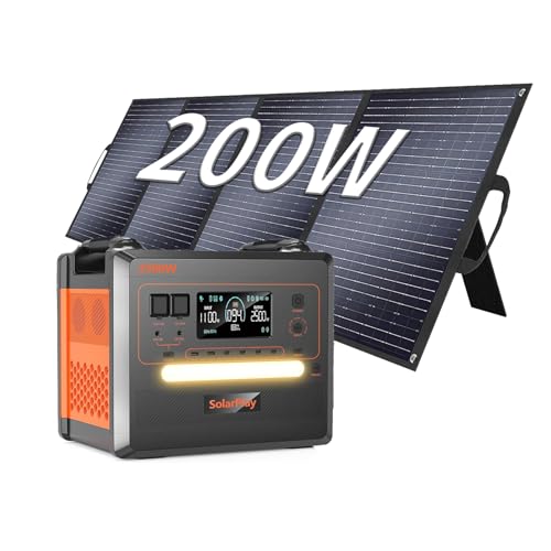 SOLARPLAY Estação de energia portátil 2500 W, 2300 Wh gerador solar portátil bateria LiFePO4 gerador elétrico, para campismo, auto-caravana, RV, viagens, emergência por falha de (2500 W + 200 W)