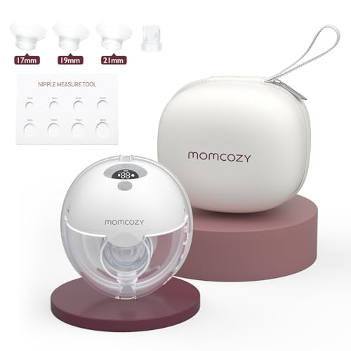Momcozy M5 Saqueças elétrico mãos livres, extrator de leite portátil de boca de bebé flange de dupla selado com 3 modos e 9 níveis, 24 mm (1, cinzento)