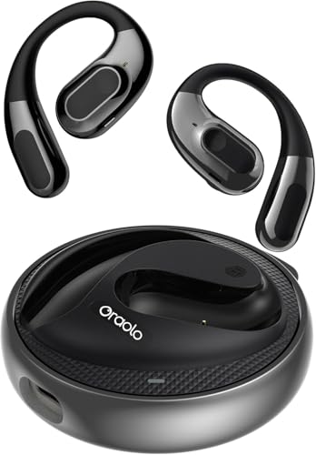 oraolo Auriculares abertos com ENC claro falado, autonomia de 32 h, auriculares sem fios Bluetooth 5.4, controlador dinâmico 14,2 mm, IPX5 impermeáveis, auriculares desportivos para corrida e