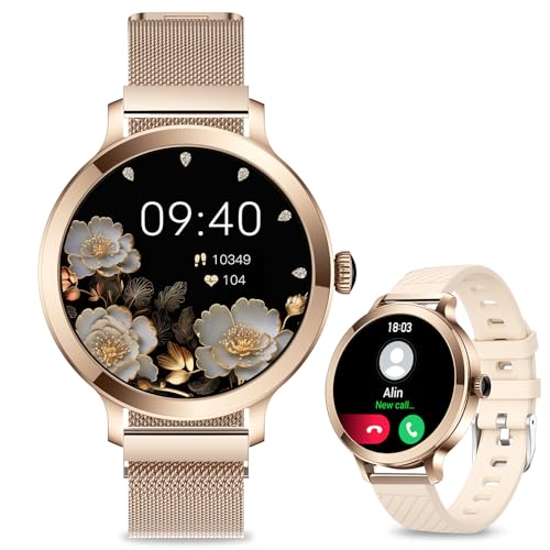 Efolen Relógio inteligente mulher, 1,1" AMOLED tátil relógio desportivo mulheres, pulso de pulso ciclo menstrual SpO2 Fitness Tracker monitor de sono para iOS e Android IP68 impermeável Smartwatch