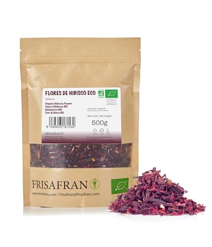 FRISAFRAN | Flores hibisco ecológico 500 g | flor da Jamaica | flor de hibisco | água da Jamaica | infusão hibisco | hibisco-chá | reparação da pele, desintoxicação, em granel