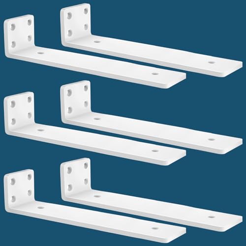 MLOQI 6 peças de quadros para estantes, suportes para prateleiras, quadros metálicos de L, espessura de 5 mm com parafusos, capacidade de carga de 50 kg (branco 30 cm)