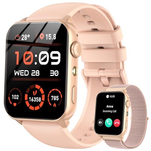 IOWODO Relógio inteligente homem mulher, Smartwatch mulher com 2 correias, 1,91" relógio desportivo com função chamadas e Whatsapp mensagens Bluetooth, 100 modos de desporto para iOS Android telefone