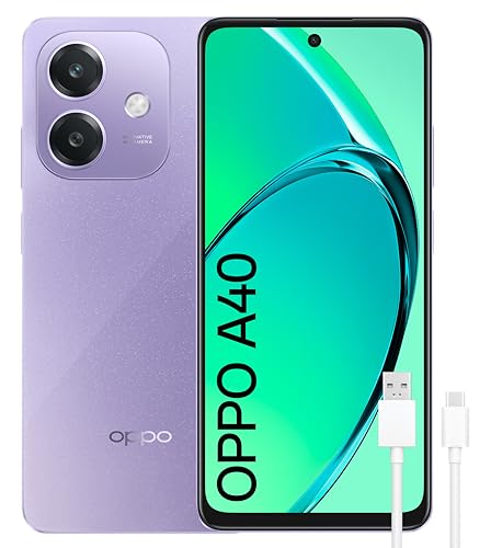 OPPO A40 Smartphone livre, 8 GB (4 GB + 4 GB) 128GB, ecrã HD LCD de 6,7", câmara 50 + 2 8 MP, Android, bateria 5100 mAh, carregamento rápido 45 W - roxo