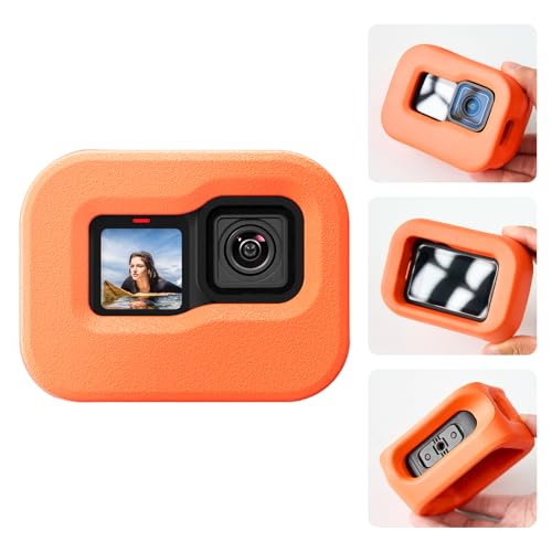 TELESIN Estojo flutuante para GoPro Hero 13/12/11/10/9 preto, capa flutuante para Go Pro, adequado para acessórios de câmara de ação para snorkeling, surf e esqui aquático (laranja)