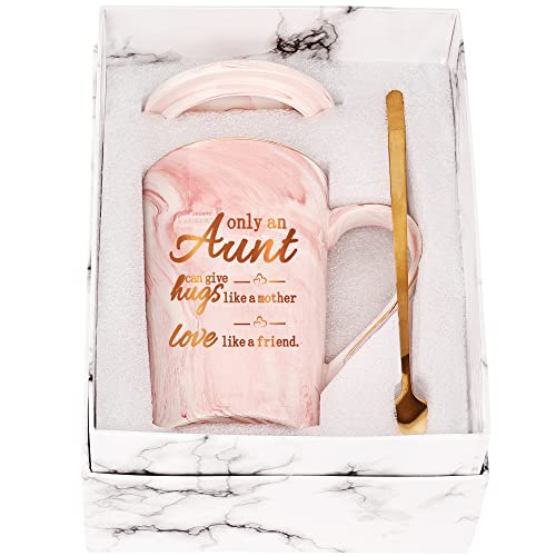 Presentes de aniversário para a tia canecas de café para tias presentes de tia de sobrinha e sobrinho presentes do dia da mãe para a tia 400 ml caneca de café em cerâmica caneca de chá com tampa