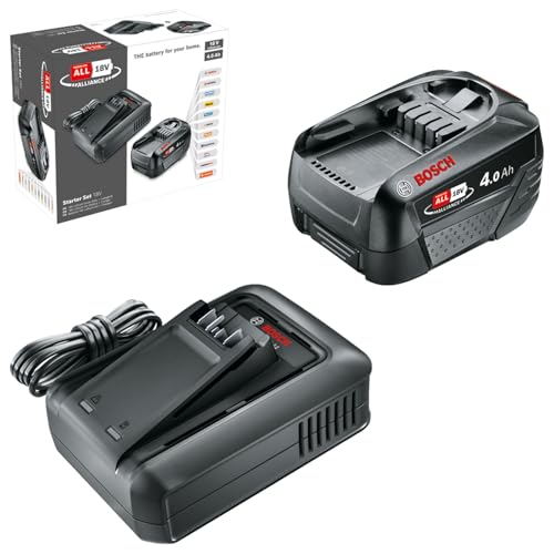 Bosch Kit básico de bateria e carregador rápido Starter Set 18 V (1 bateria de lítio de 4,0 Ah; 1 carregador rápido; 18 V POWER FOR ALL Aliance)