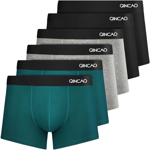 QINCAO Cuecas tipo boxers para homem, embalagem de 6 unidades, não arranham a pele, roupa interior de algodão (tamanho S-4XL)