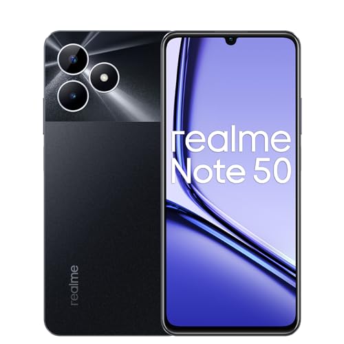 realme Telemóvel Note 50 4G 3+64GB, ecrã realista de 90 Hz, câmara de 13 MP com IA, corpo ultrafino de 7,99 mm, grande bateria de 5000 mAh, preto
