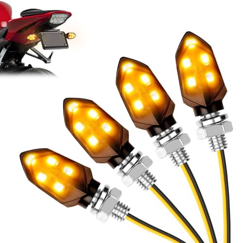 LOPHE Intermitentes para moto, 4 peças mini luz LED para motocicletas, universal 12 V, impermeável IP65, indicadores de motocicleta, carcaça de ABS e lente de PC, luzes de sinal de rotação de scooter