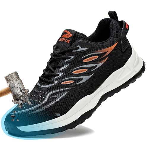 Sapatos de segurança para homem sapatilhas de trabalho com biqueira de aço leve respiráveis antiderrapantes sapatos trabalho preto 36-49 UE