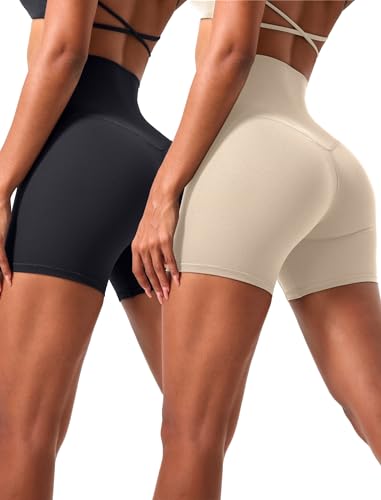 VOENXE Leggings curtas para mulher, cintura alta, calções desportivos para mulher, calções desportivos, leggings curtos, push-up, clássicos para ioga, calções de ginástica, ginásio, ginásio, fitness e