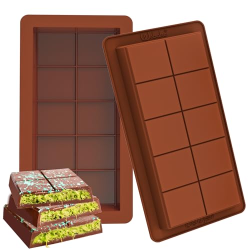 Webake Molde torrão silicone molde chocolate tablet profundo 2 peças moldes de chocolate molde de barra de chocolate profundo molde de chocolate