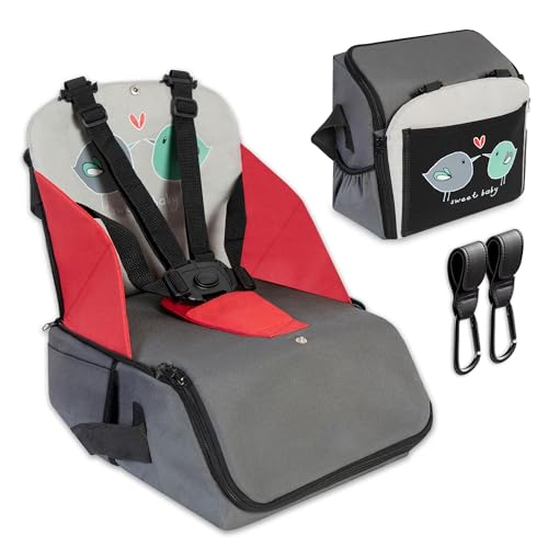 WORTHIFY - Cadeira portátil para bebé conversível em bolsa de armazenamento - Cadeira de viagem portátil para bebés com dois ganchos para prender ao carrinho - cadeiras de bebé unissexo