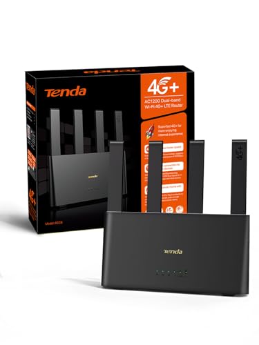 Tenda 4G08 Router 4G+ SIM, Wi-Fi de banda dupla AC1200, CAT6, até 300 Mbps, Router cartão SIM Nano com 4 antenas externas, porta Gigabit LAN/WAN, OpenVPN, MU-MIMO, Mesh Wi-Fi-Fi I + Plus size G & Play