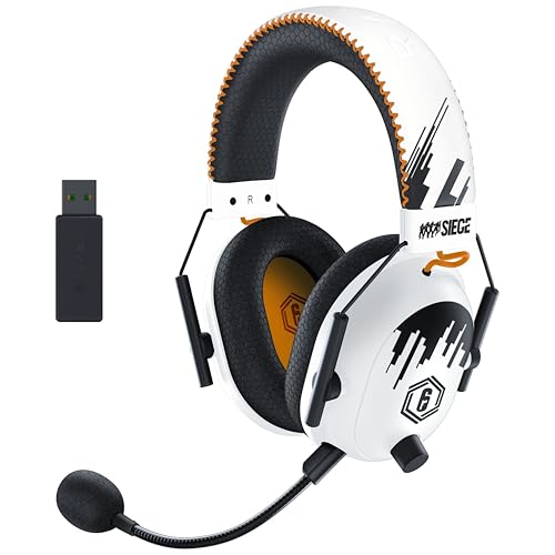 Razer BlackShark V2 Pro Auriculares sem fios para desportos (diafragmas de titânio de 50 mm, TriForce, microfone supercardióide HyperClear, cancelamento passivo de ruído avançado) Rainbow Six Siege