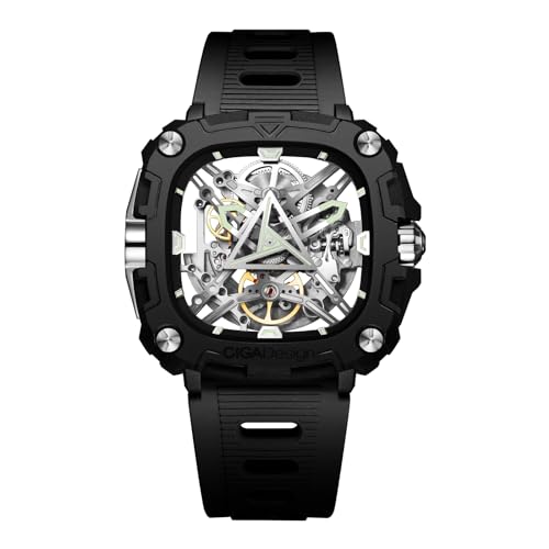 CIGA Design Relógio mecânico automático - série X Eye of Horus relógio de pulso para homem, estilo queleto, caixa biocerâmica com correias de silicone, moderna