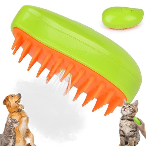 Escova de vapor para gatos, Steamy Cat Brush 3 em 1 escova de vapor para gatos para massagem escovas de cão auto-limpeza, para gatos cães massagem escovas auto-limpeza (amarelo)