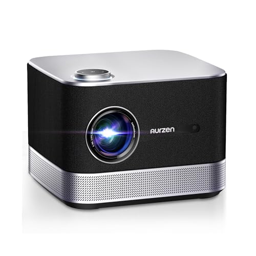 Projetor 4K suporte oficial Netflix DoIby projetor Aurzen Boom 3 foco automático Keystone, 60 Hz casa exterior, 500 Ansi Smart Projetor WiFi Bluetooth Full HD 1080P nativo, 36 W caixas de som, preto