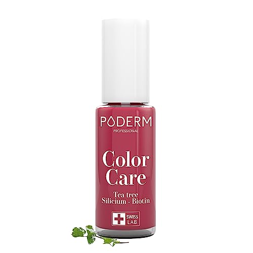 PODERM - Esmalte de unhas chá TREE para fungos de unhas - vermelho rosa - tratar unhas amarelas / danificadas - Esmastas-cuidado - Evita e trata fungos - Cuidado 2 em 1 - Fórmula única - SWISS Made