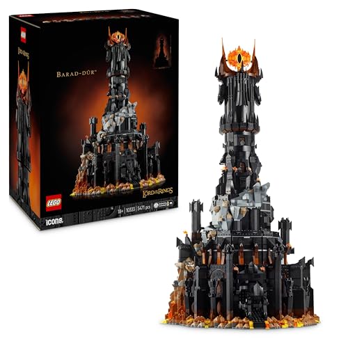 LEGO Ícons O senhor dos anéis: Barad-dùr Maquete para adultos força de ESDLA, minifiguras de personagens Inc. Sauron, Gothmog, Orcs, Frodo, Sam e Gollum, presente para homens e mulheres 10333