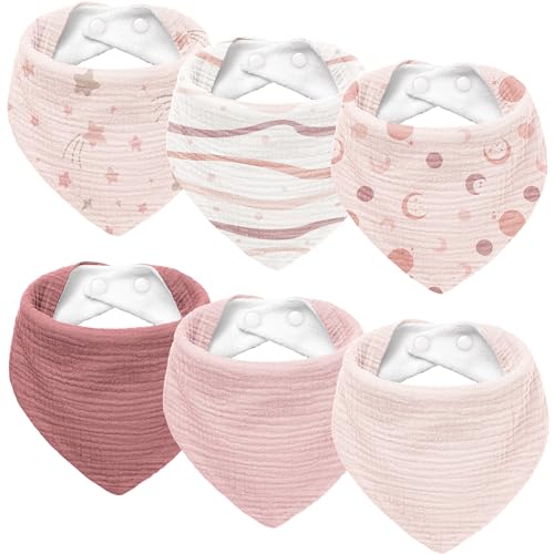 Susurration 10 babetes para bebé, lenços triangulares, muselina, lenços ajustáveis para meninos e meninas