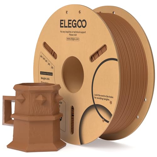 ELEGOO Filamento PLA 1,75 1 kg, castanho, filamento para impressora 3D, precisão dimensional, 0,02 mm, carretel de filamento 3D, para a maioria impressoras 3D