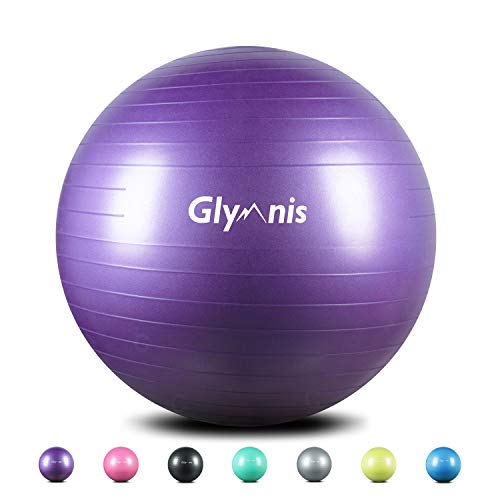 Glymnis Bola de pilates bola anti-Burst para pilates, ginástica fitness gravidez ioga gravidez 55 cm 65 cm 75 cm com insuflador