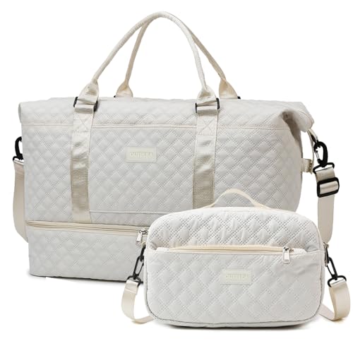 Outplea 55 L Bolsa de viagem grande mulher, bolsa desportiva leve para menina com bolsa de higiene pessoal, bolsa de maternidade hospital com compartimento para sapatos, macaco viagem para ioga