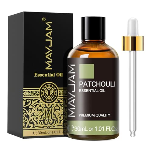 MAYJAM Óleo essencial de Pacholí de 30 ml, óleo de Pacholí para Difusor, humidificador, bricolagem, casa, armários