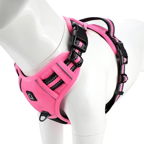 Arnês antipuxões, grande médio pequeno arnês peito antipuxões cães com alça acolchoada, ajustável respirável refletores confortável para cães para treino e correr