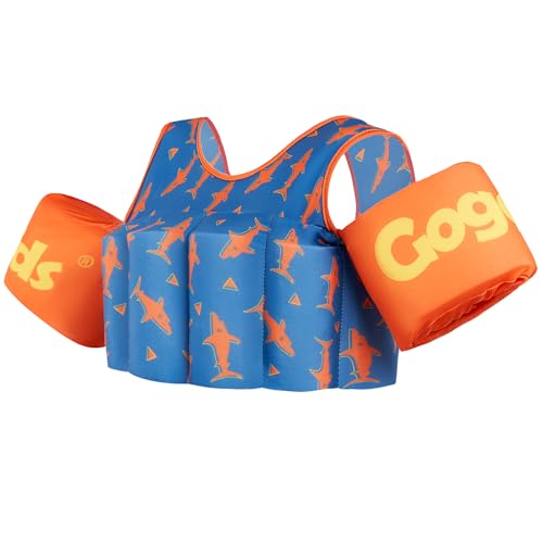 Colete de natação para crianças com braceletes não insufláveis, casacos de natação de flutuabilidade ajustável para crianças, flutuadores de natação de tecido macio e elástico, adequado para meninos e