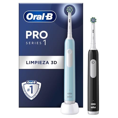 Oral-B Pro Series 1 escovas de dentes elétricas com cabo recarregável 1 base, desenhado por Braun, presentes originais para mulher e homem - azul e preto