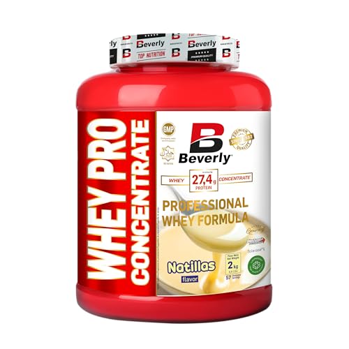 Beverly Whey Pro - Concentrado de proteína de suero whey - 2 Kg - 28 g de proteína por ración - 58 servicios - Tonifica y aumenta la masa muscular - Mayor rendimiento deportivo (2 KG, Natillas)