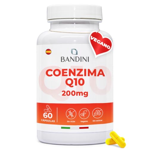 Bandini® Coenzima Q10 200 mg 60 cápsulas (2 meses) - 100% pura naturalmente fermentada - Coenzyme Q 10 antioxidante e fortalece o sistema imunitário, CoQ10 proteção contra radicais livres com