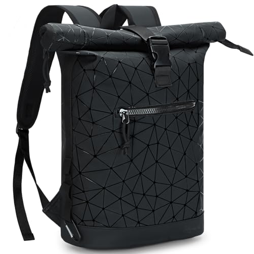 Lekeinchi Mochila de rolo para homem, mochila impermeável para mulher para portátil de 17 polegadas, elegante mochila de viagem mochilas tipo casual para viagens, ciclismo, escola uni, róbico