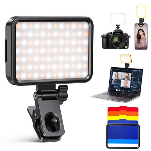 Coovee 84 luz de vídeo LED, 3000-10000K 3 modos de luz led portátil, luz holofote para telemóvel com bateria de 2000 Mah, CRI 95+, luz LED de videoconferência para iPhone, iPad, computador portátil,