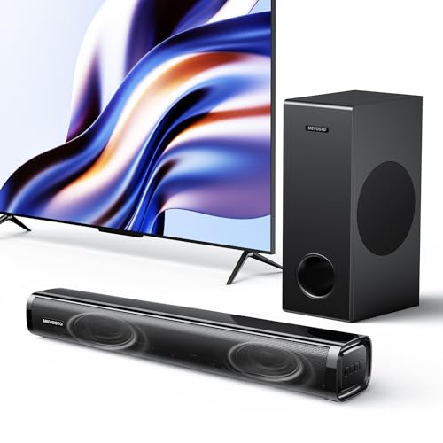MEVOSTO Barra de som TV com subwoofer, barra de som de 2,1 CH com 5,25 polegadas Woofer, sistema de som de envoltório 3D de 12 l baixos profundos para PC com BT5.3/ARC/Opt/USB/AUX, teatro em casa