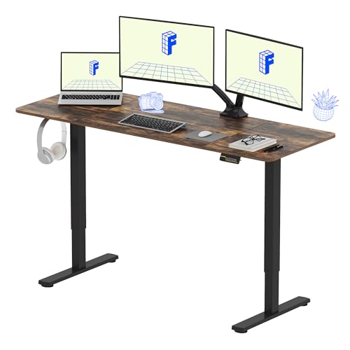 FLEXISPOT 160 x 60 cm, mesa elétrica ajustável em altura, secretária ajustável em altura, secretária ajustável e elétrica Standing Desk para computador com gancho, função de memória, para escritório e