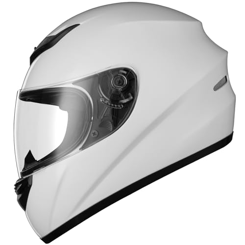 Favoto Capacete de motocicleta integral, capacete de motocicleta respirável para mulher homem adultos, proteção de segurança, certificado ECE, 59-60 cm, branco