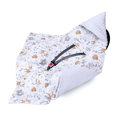 Cobertor de transporte saco para cadeira de carro passeio alcofa e carrinho todo o ano 90 x 90 cm - universal arrullo de carrinho para meninos e meninas lavável e respirável Minky veado cinzento claro