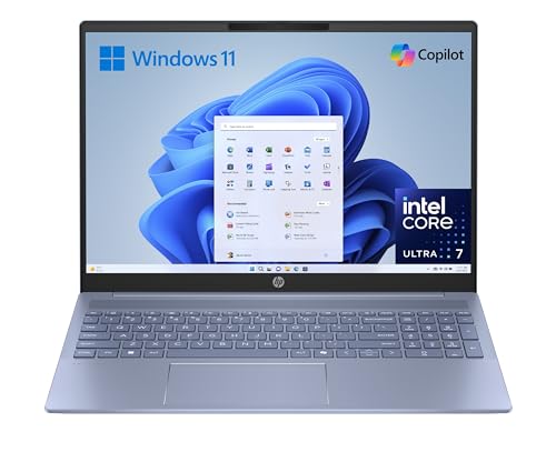 HP Pavilion 16-af0007ns Computador portátil WUXGA de 16" (Intel Core Ultra 7 155U, 16 GB RAM, 1 TB SSD, Intel Graphics, Windows 11) Celeste, teclado QWERTY espanhol